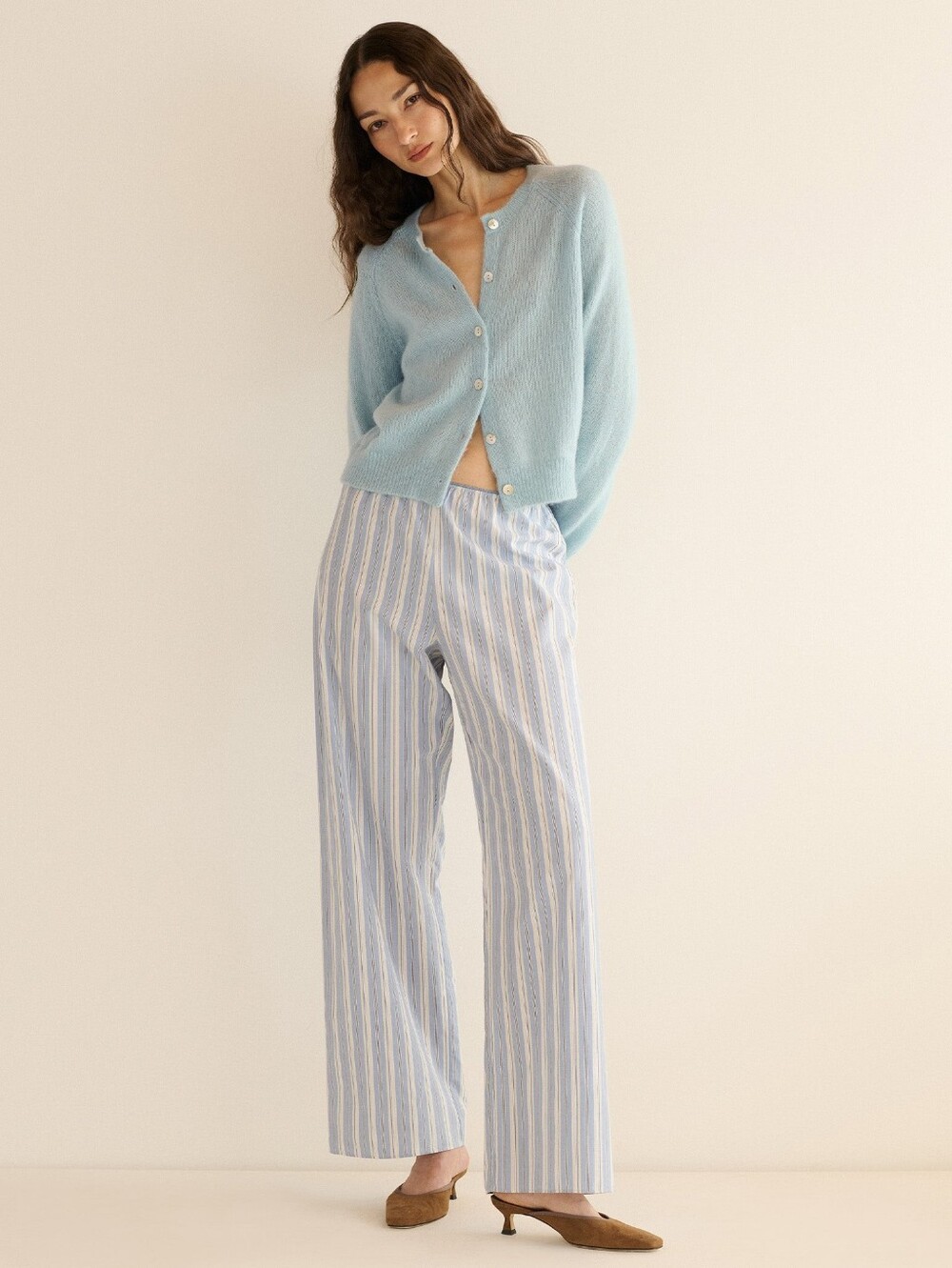 Doen Lavona pant in loiret stripe, xxlarge neutral minimalist relaxed fit
